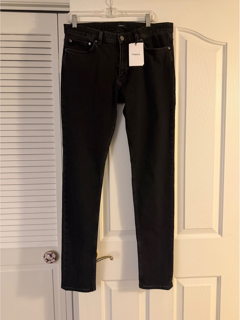 Theory Skinny Fit Washed Black Denim Jeans Size 33